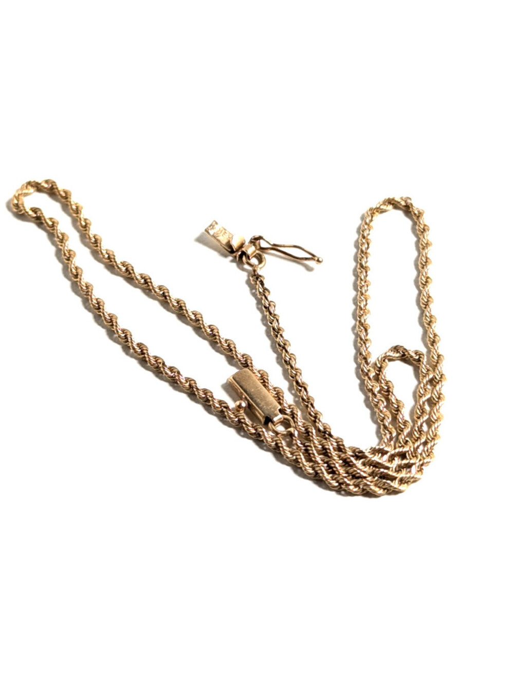 Classic 10k Gold 4g Tone Rope Chain Box Clasp Latch Necklace 33cm 13" for Child